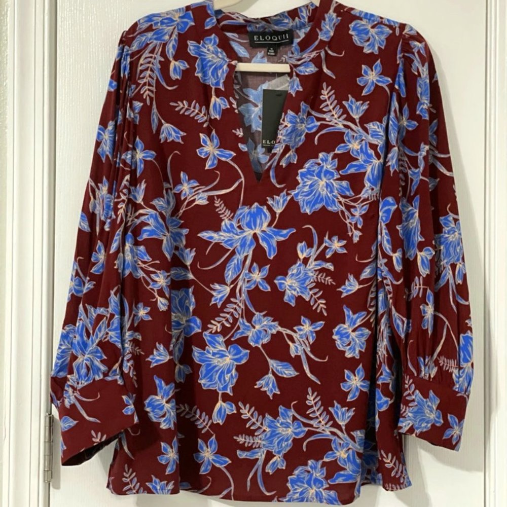 Eloquii Dramatic Sleeve Printed Top